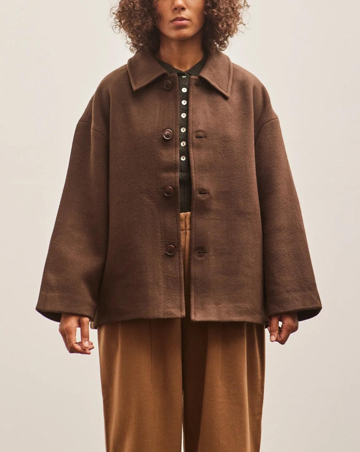 7115 Short Wool Coat, Deep Walnut