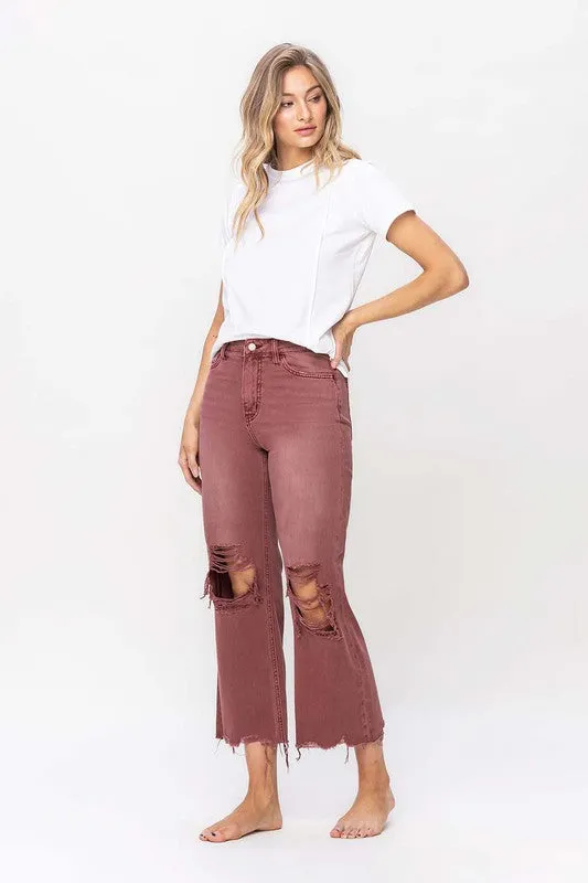 90's Vintage High Rise Crop Flare Jeans