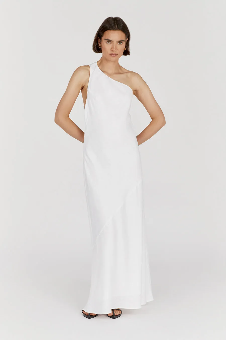 ADDISON WHITE LINEN AYSM MAXI DRESS