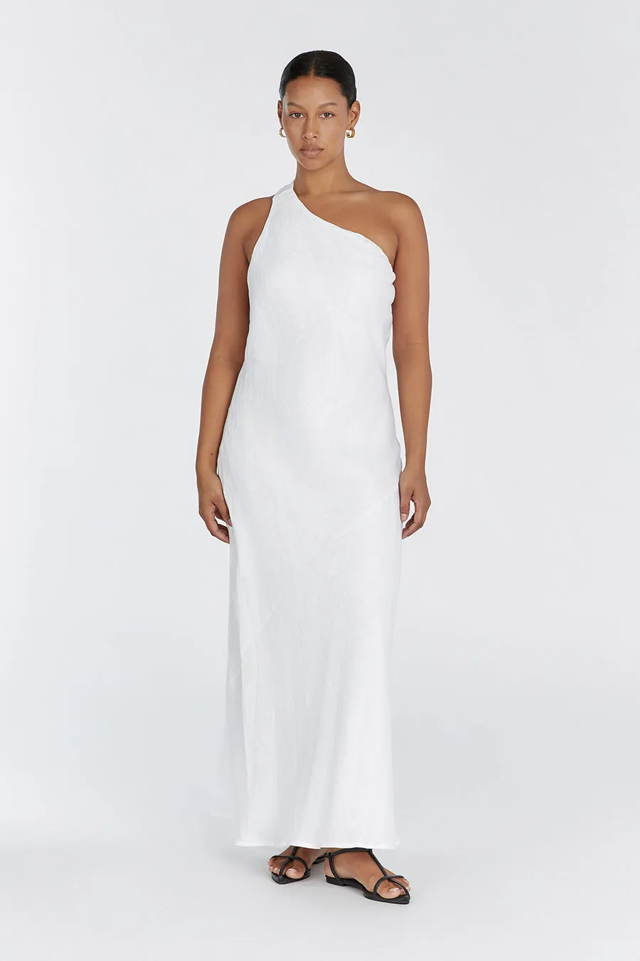 ADDISON WHITE LINEN AYSM MAXI DRESS