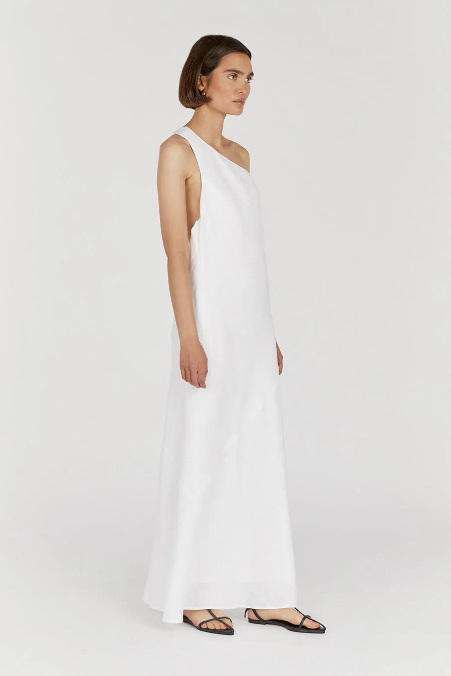 ADDISON WHITE LINEN AYSM MAXI DRESS