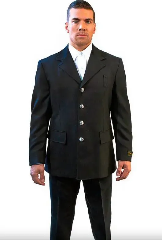 Anchor Uniform Men's Single Breasted Coat with Bottom Flaps – Polyester Wool Blend