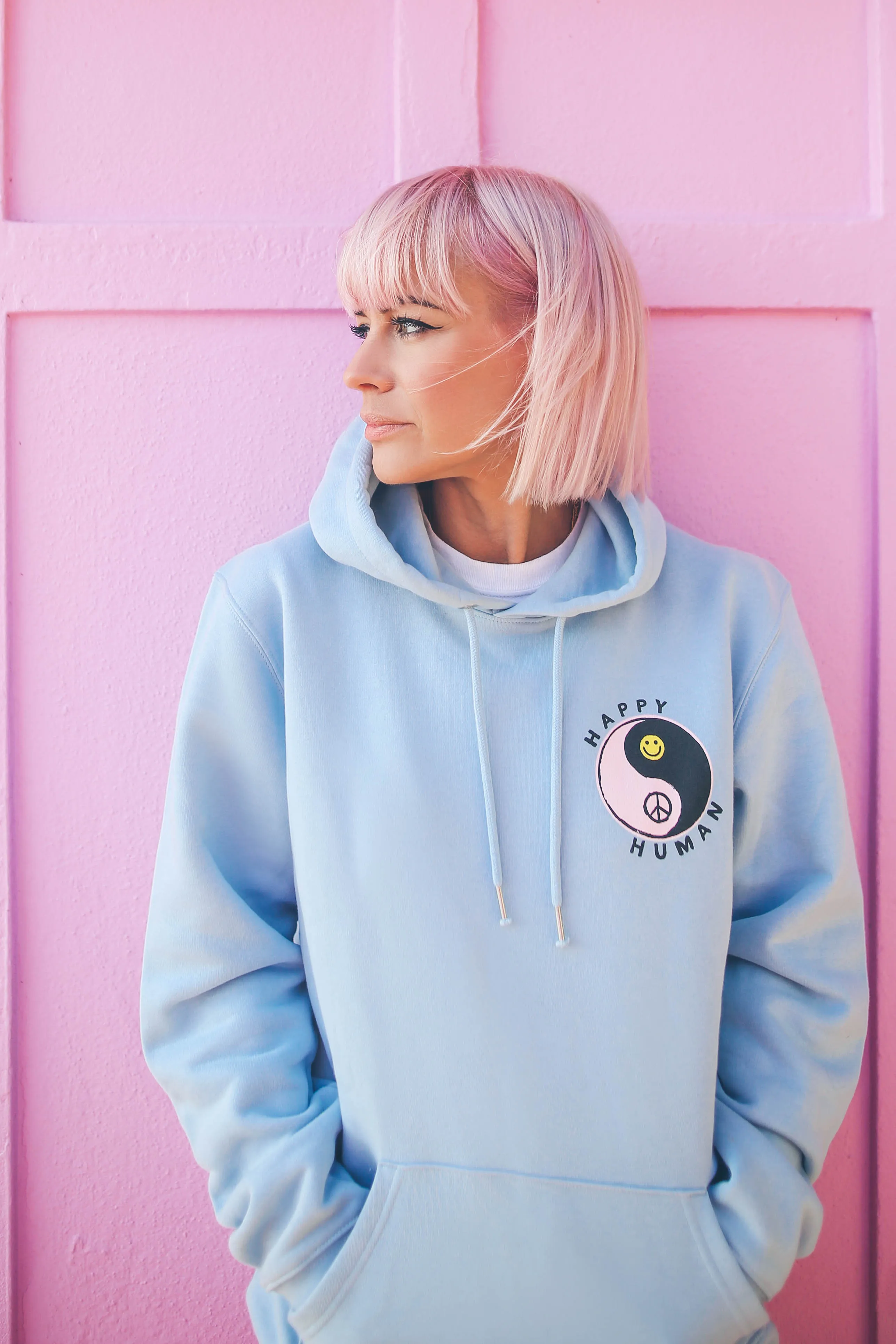 Baby Blue HAPPY HUMAN Hoodie