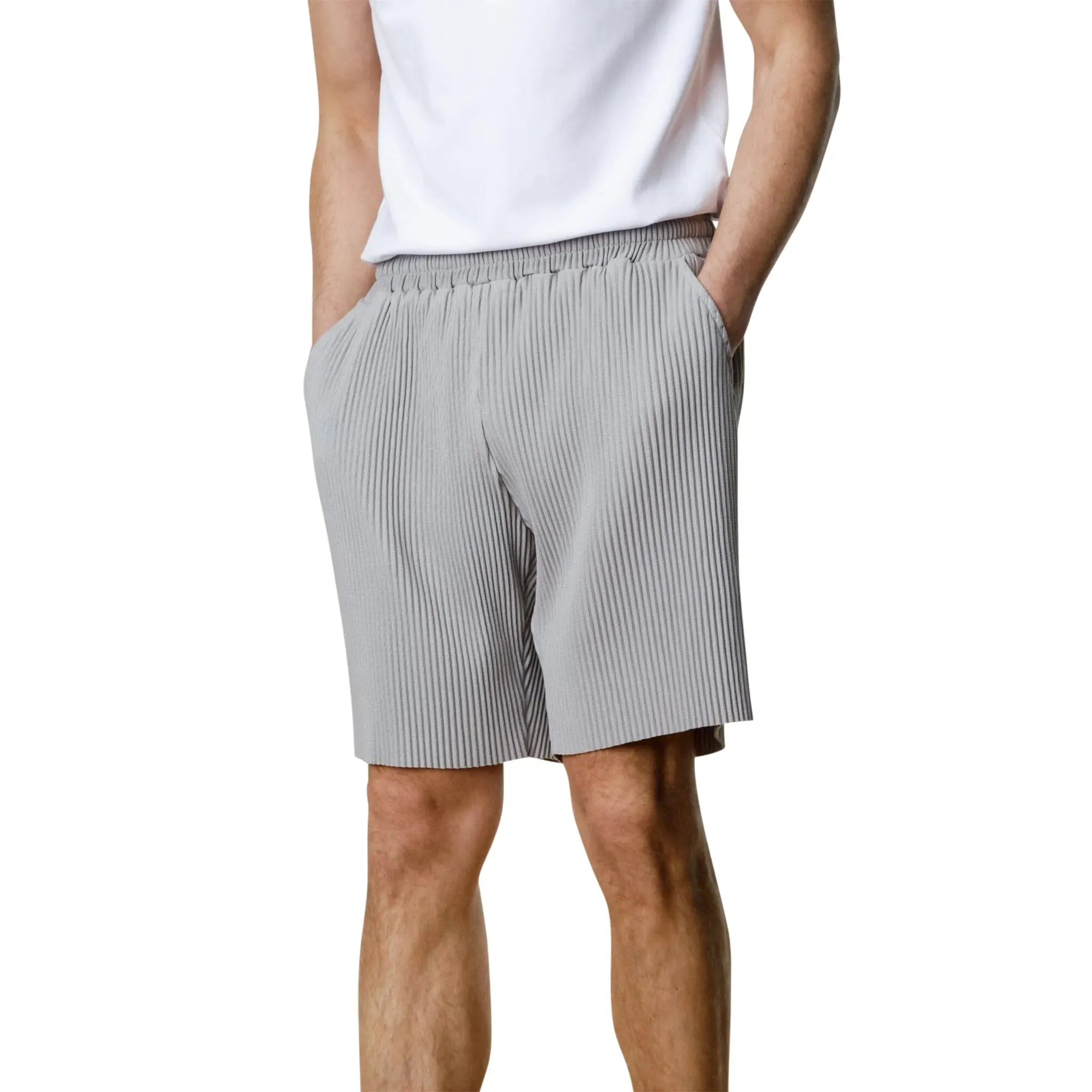 Belier Pleated Light Grey Shorts