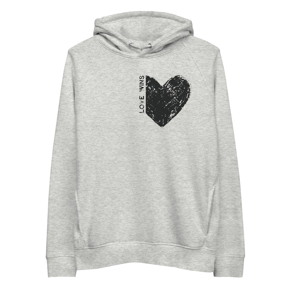 BLACK "LOVE WINS" HEART ORGANIC HOODIE