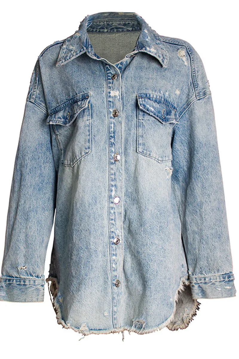 CH0258 Distressed Denim Shirt