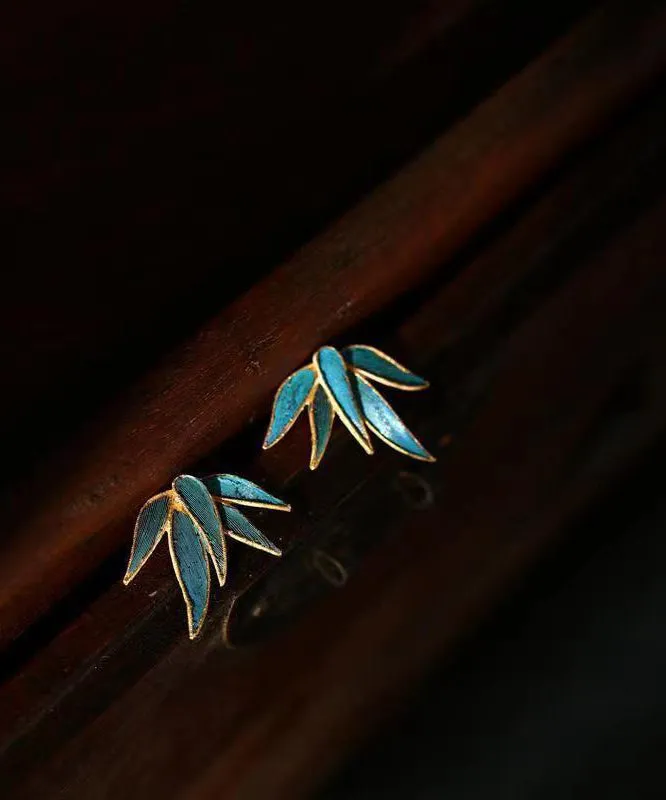 Chinese Style Blue Asymmetric Silver Stud Earrings LY9164