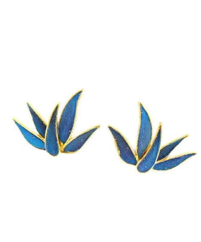 Chinese Style Blue Asymmetric Silver Stud Earrings LY9164