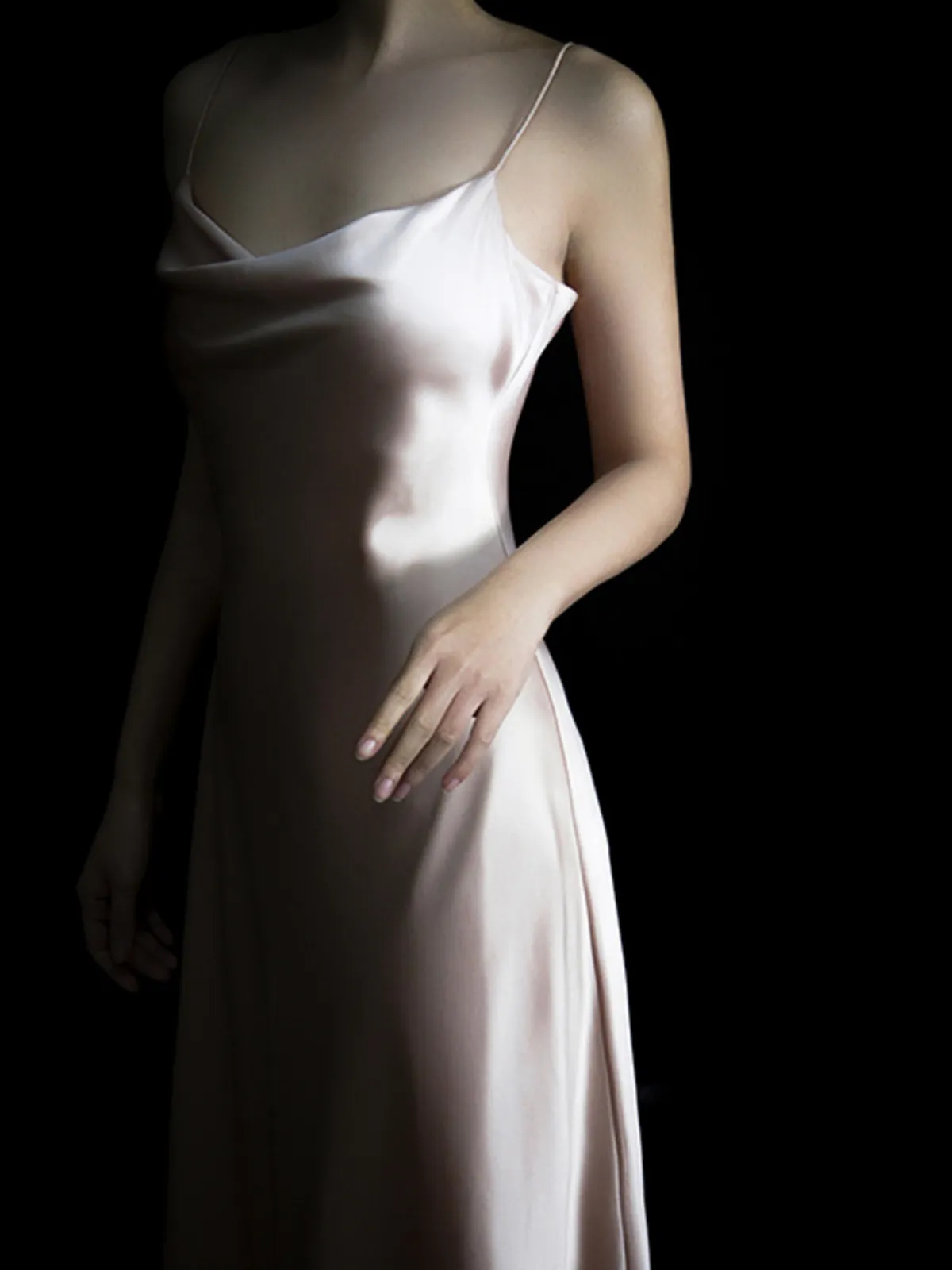 Cowl Neck Satin Slip Dresses