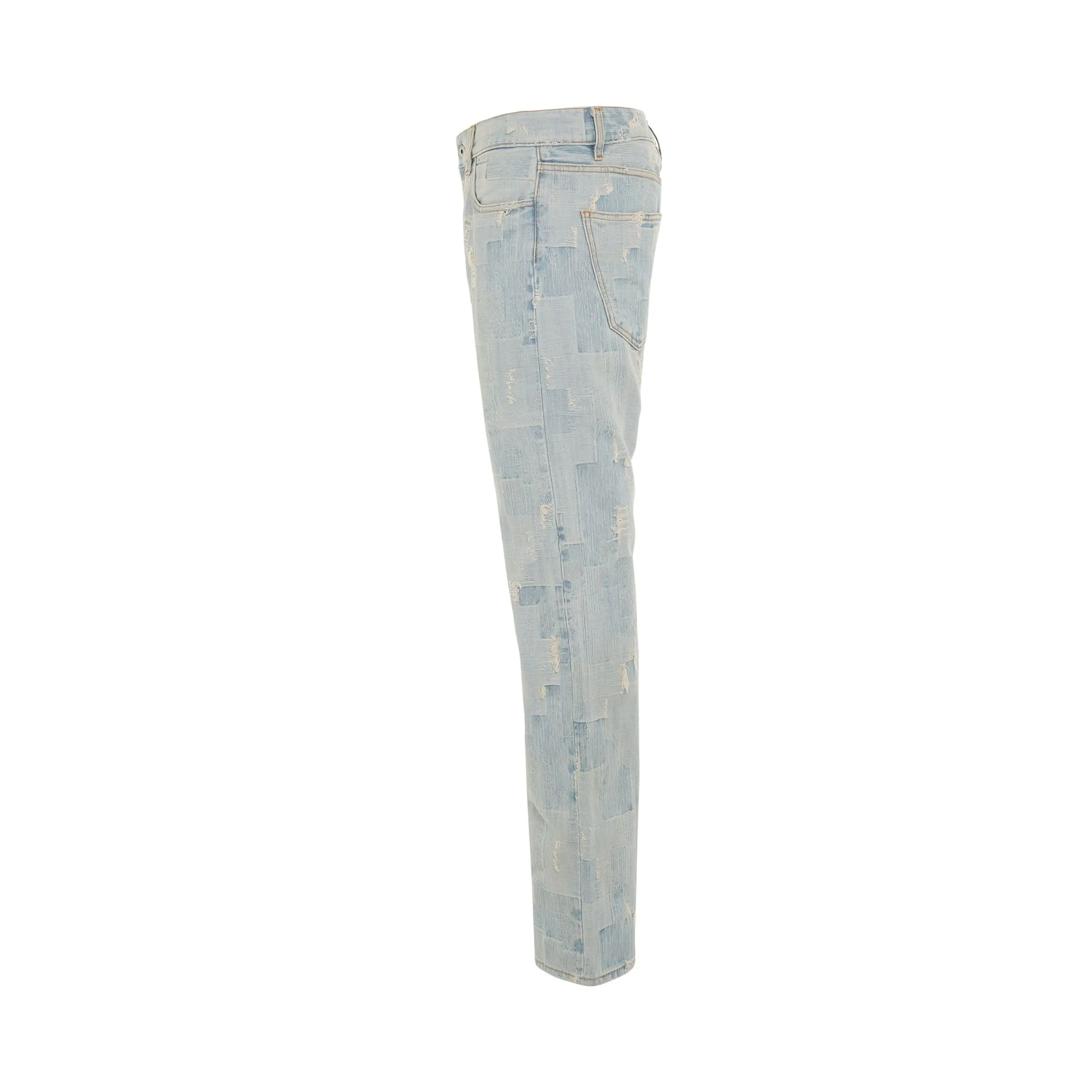 Cross Print DNM Straight Pant in Light Blue