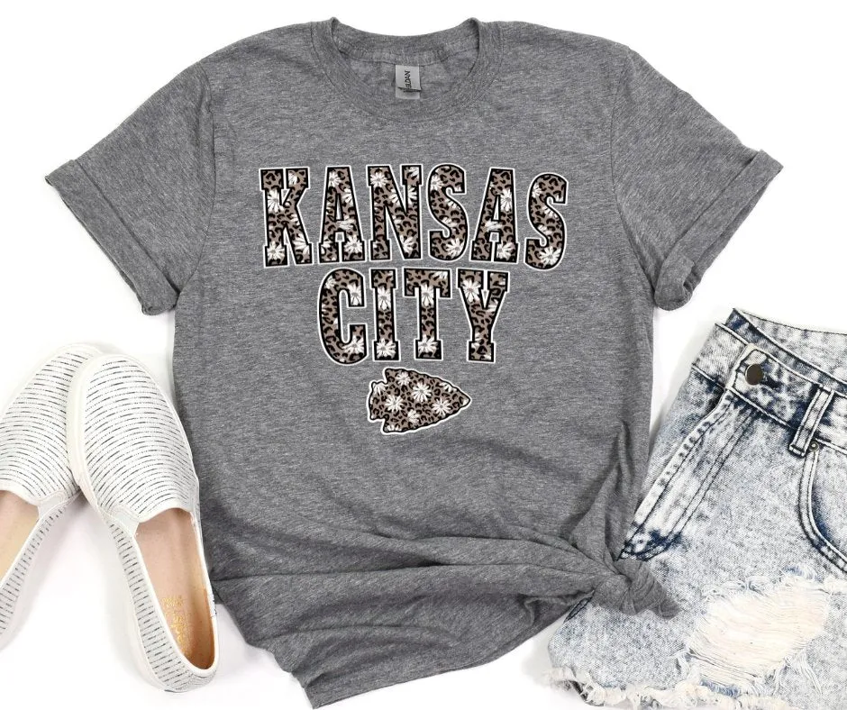 Daisy Leopard Kansas City Arrowhead Tee (Select Your Color)