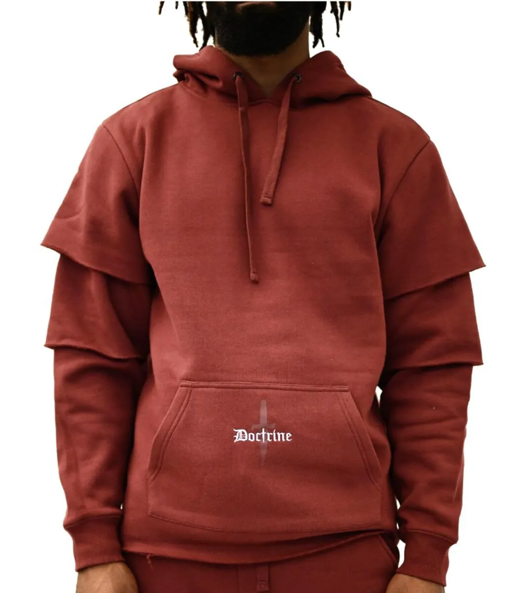 Doctrine LAYERED HOODIE (BURGUNDY)