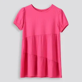 Girls Ribbed  Short Dress _ 153419 _ Pink