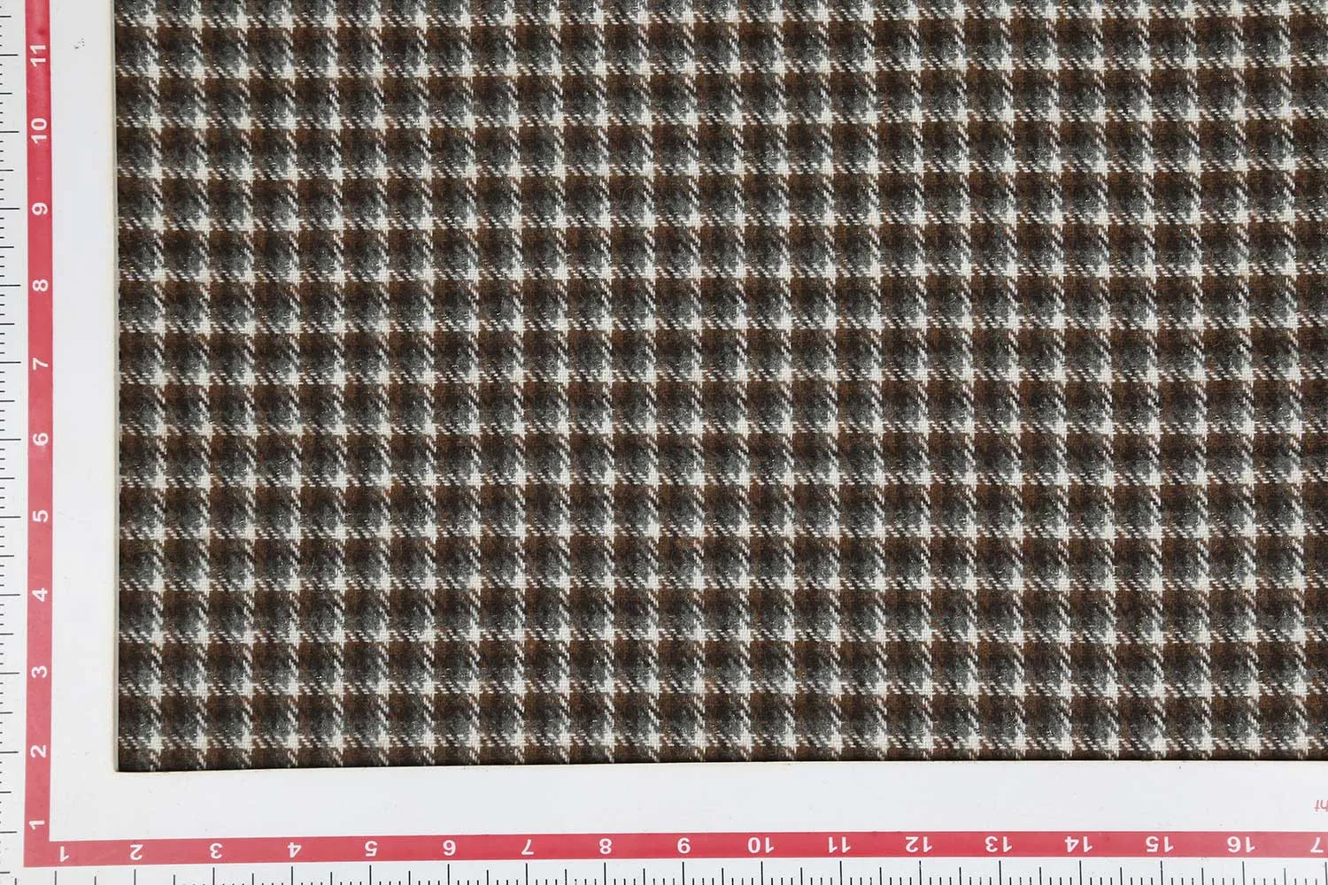 Gray & Brown Checks Wool Lurex Tweed Fabric