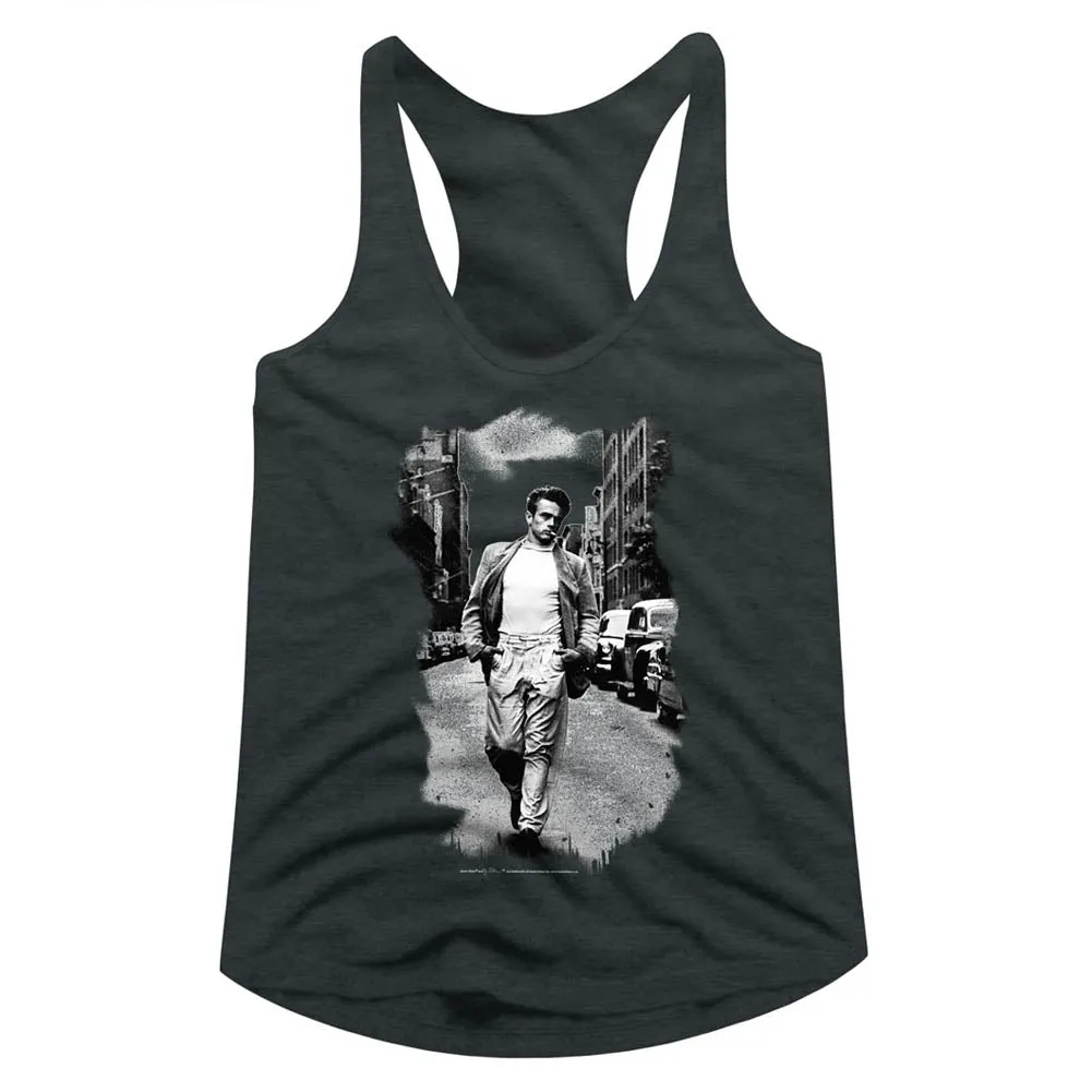 James Dean Street Walk B&W Women's Racerback