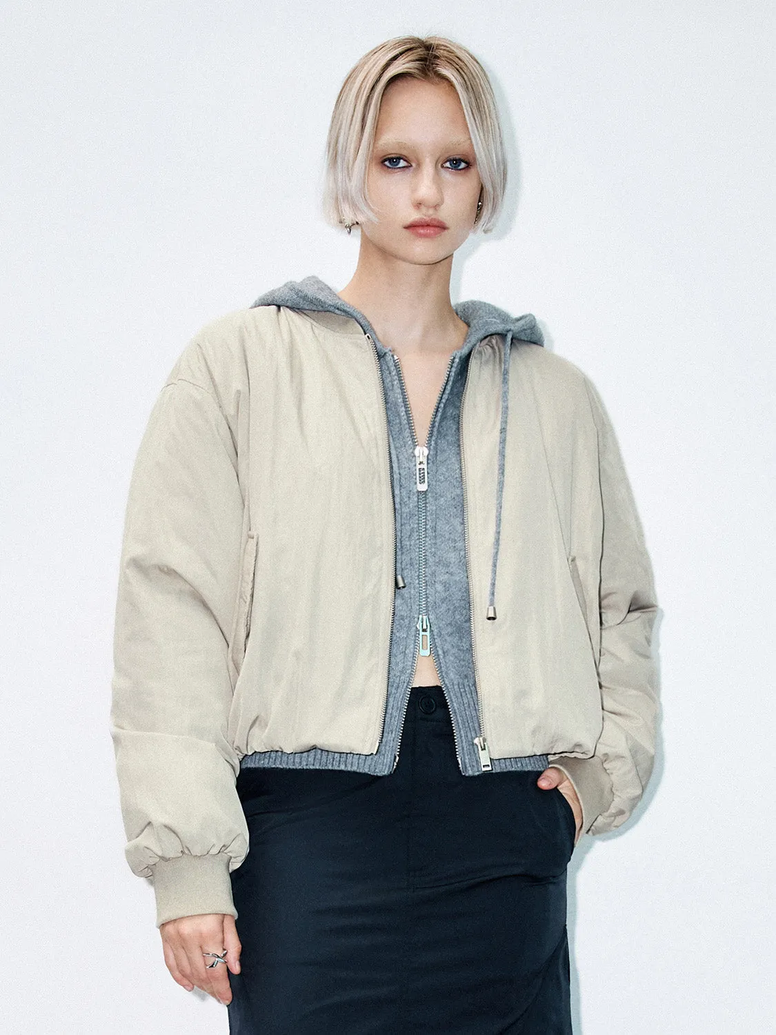 Loose Zipper Front Bomber Jackets