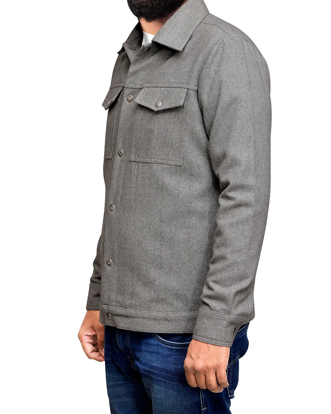 Luxire Light Grey Wool Shirt Jacket