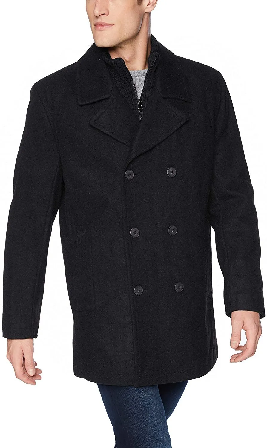 Marc New York by Andrew Marc Men's Burnett Melton Wool Pea Coat Jacket