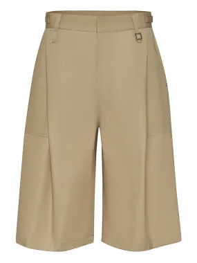 Mens Beige Pleated Shorts