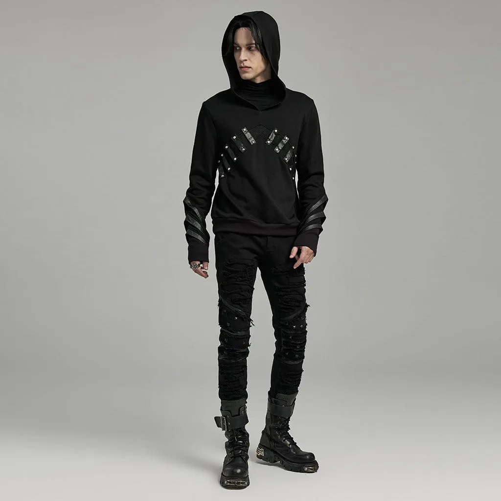 Men's Punk Mesh Splice Layered Hoodies