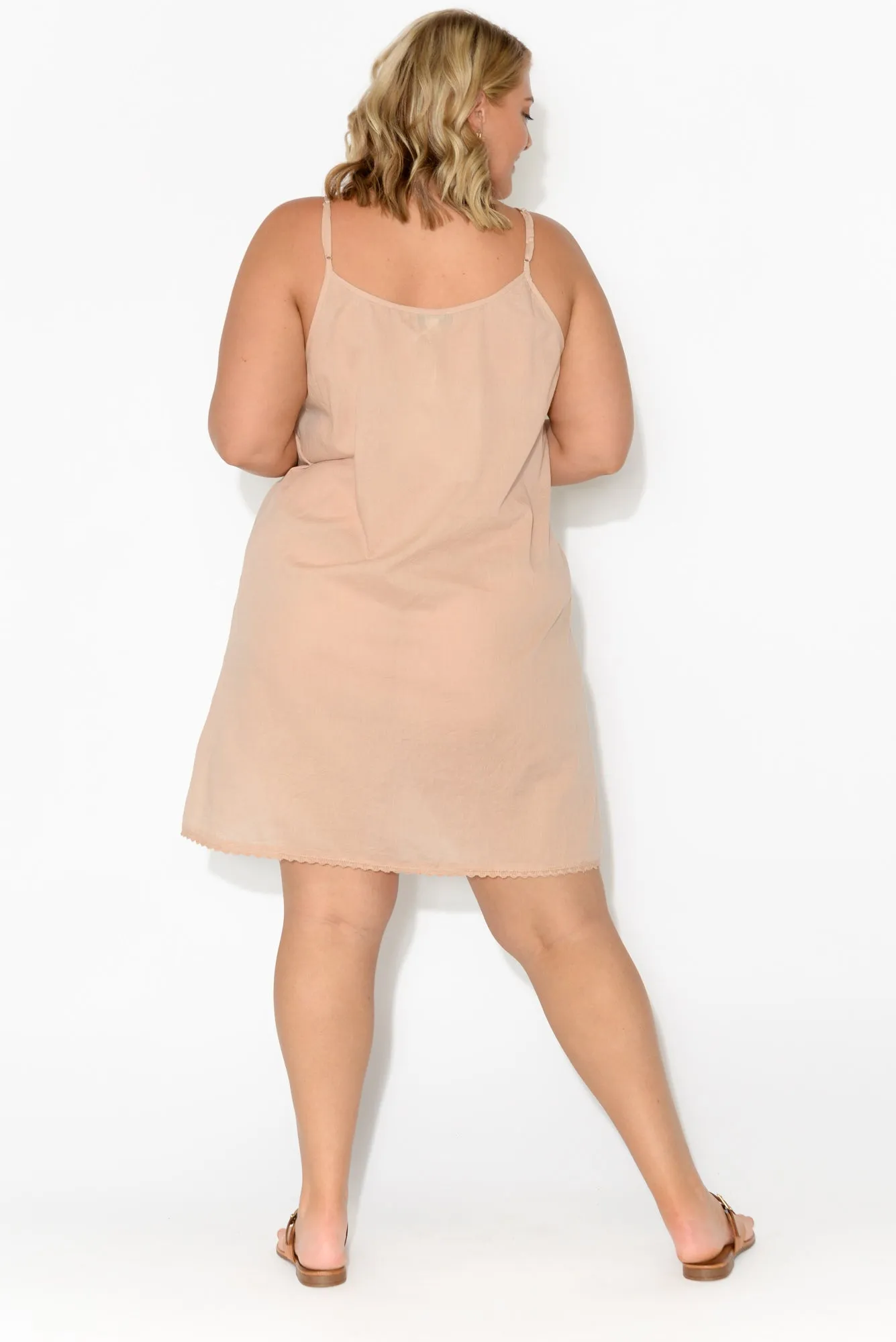 Nude Cotton Slip Dress