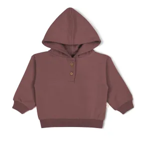 Organic Fleece Henley Hoodie | Plum