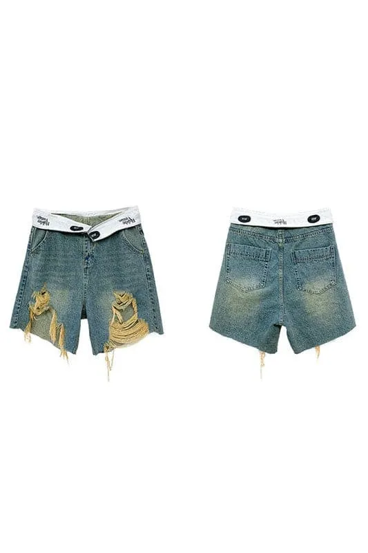 PA976 Vintage Mid Rise Denim Shorts