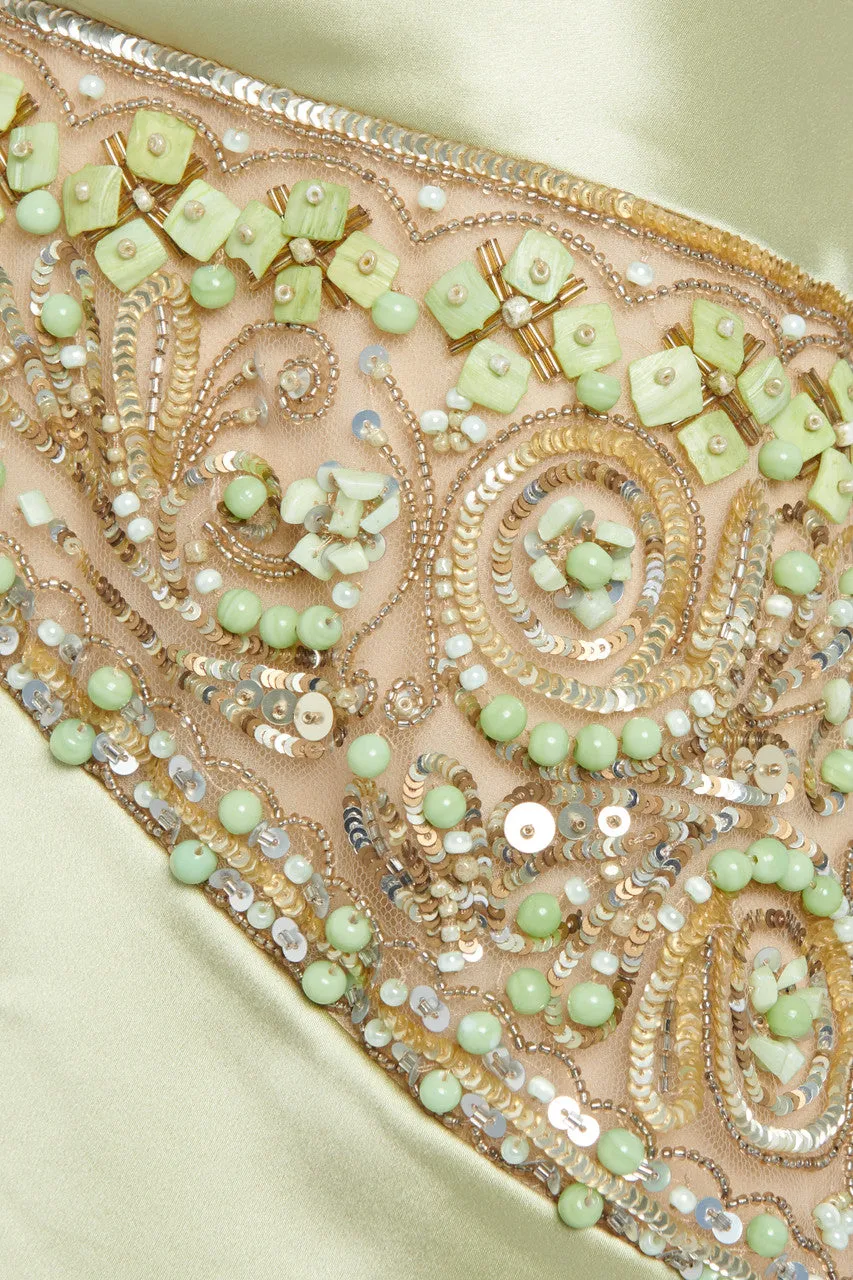 Pale Green Silk Embellished Dress