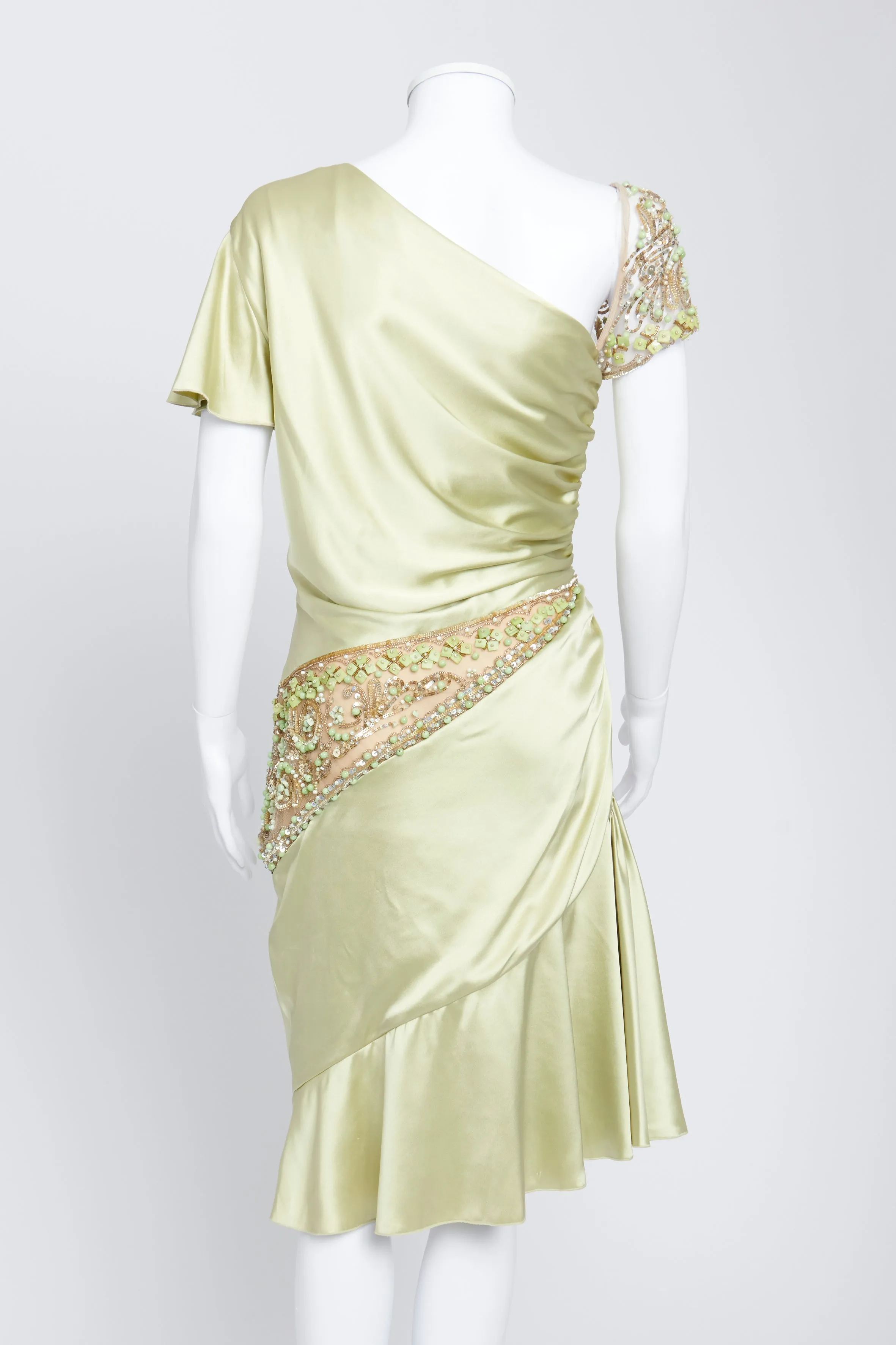 Pale Green Silk Embellished Dress