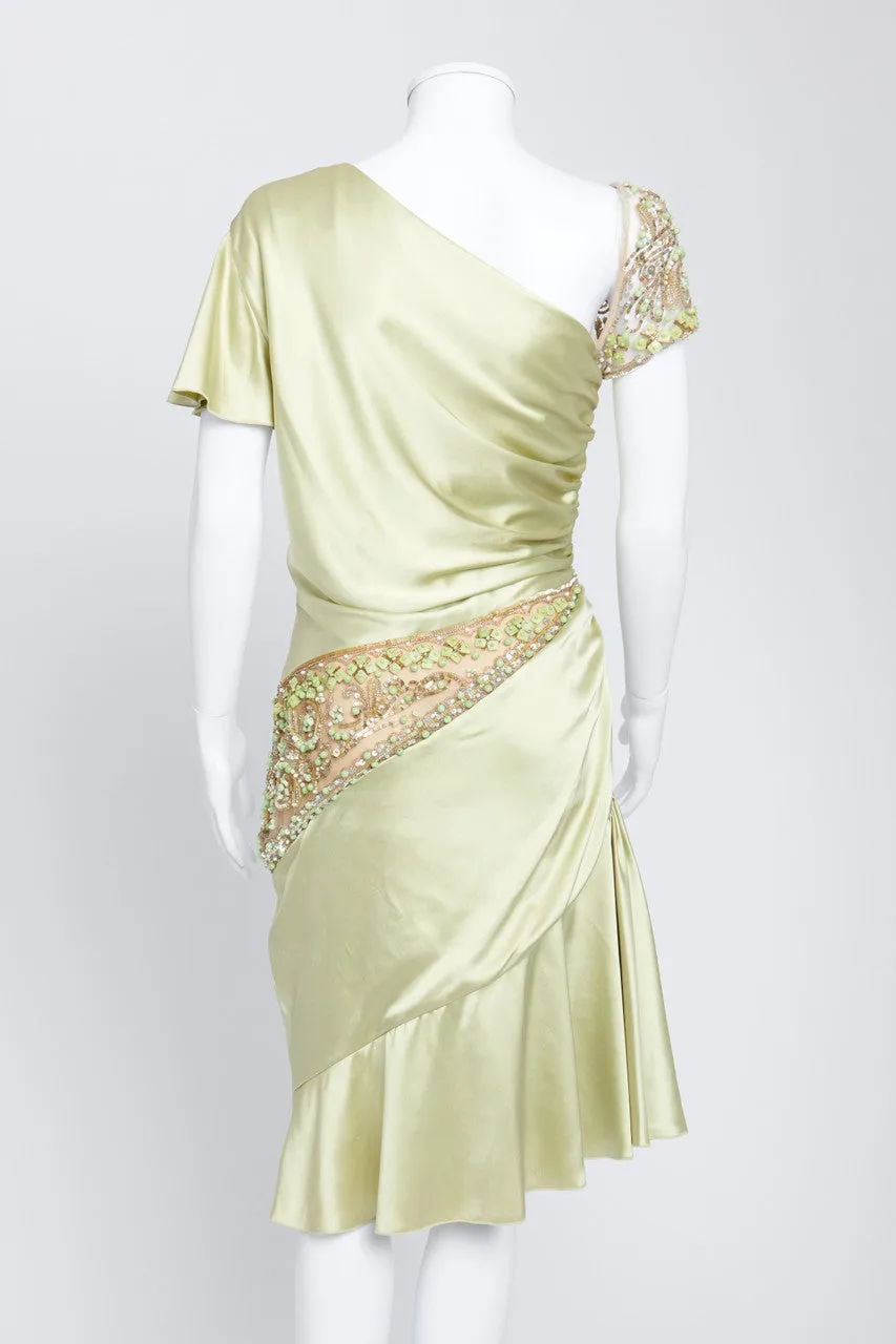 Pale Green Silk Embellished Dress