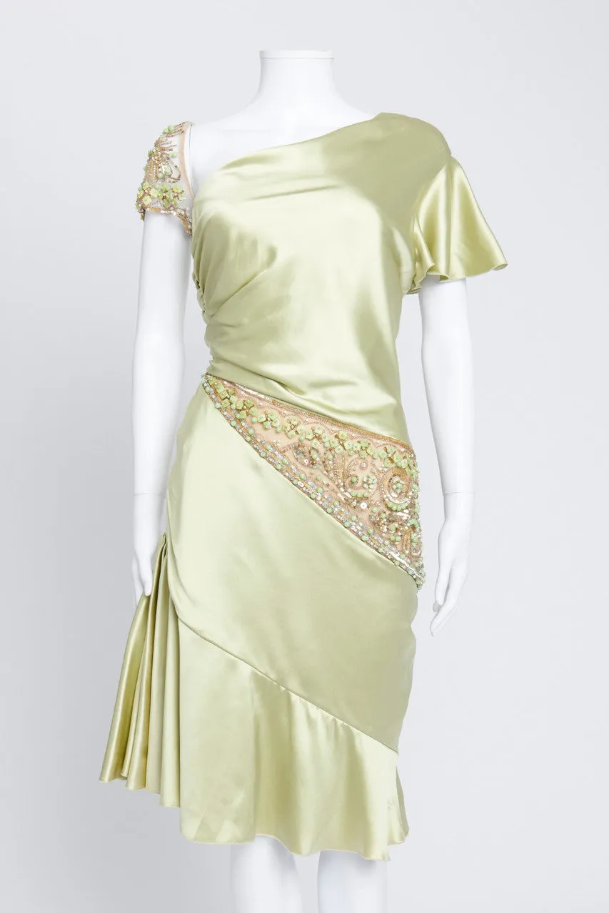 Pale Green Silk Embellished Dress