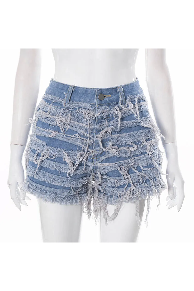 PD304 Ripped Denim Shorts