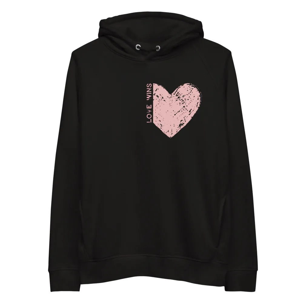 PINK "LOVE WINS" HEART ORGANIC HOODIE