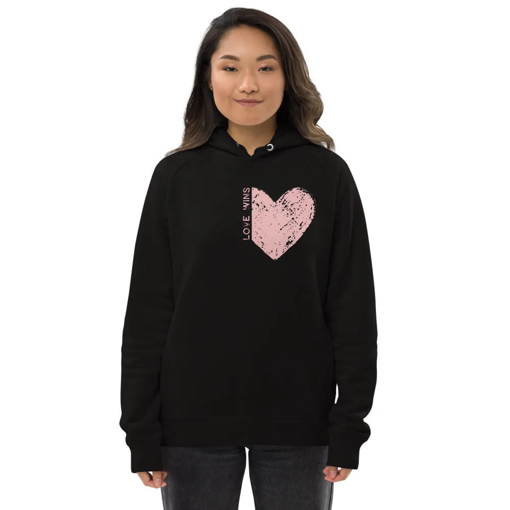 PINK "LOVE WINS" HEART ORGANIC HOODIE