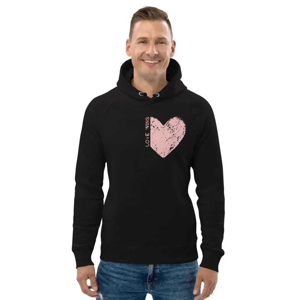 PINK "LOVE WINS" HEART ORGANIC HOODIE