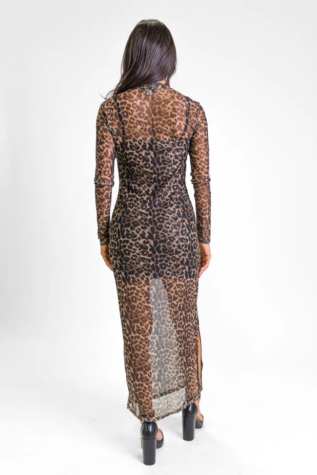 Quick Turn Around Leopard Mesh Overlay Dress FINAL SALE