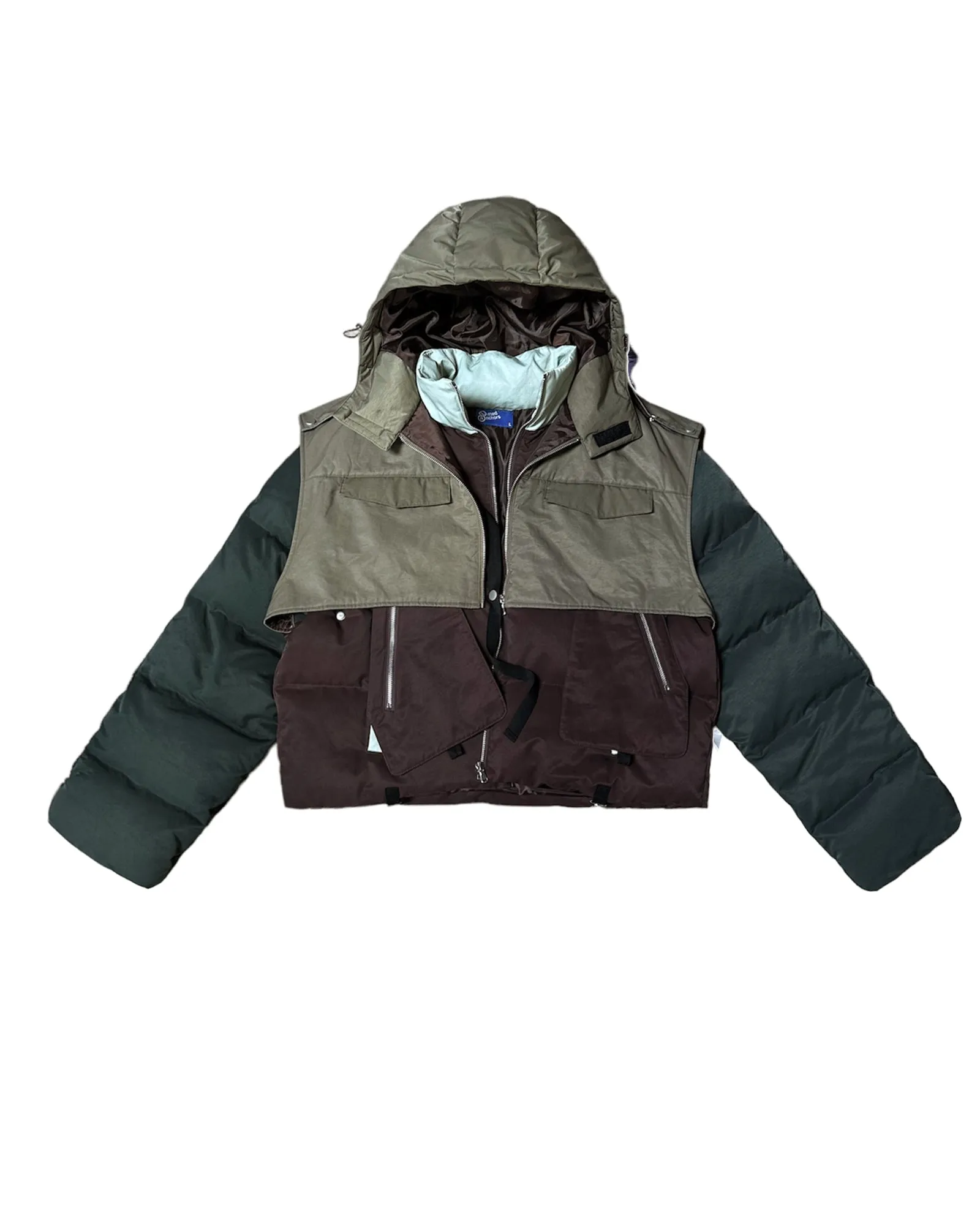 "Daphne" Layered Utility Puffer Jacket (Forest)