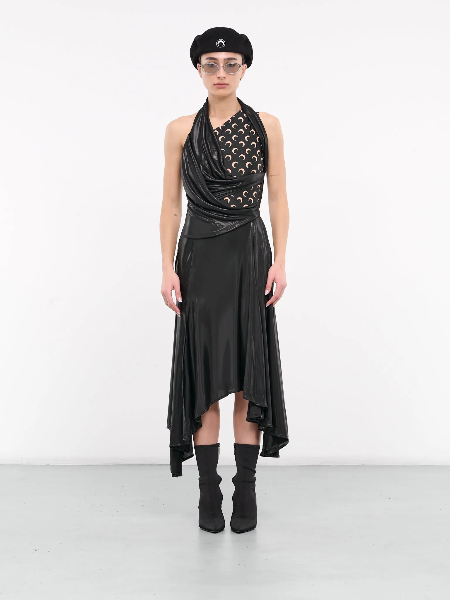 Regenerated Jersey Draped Dress (WDR243-RJER0015-BLACK)