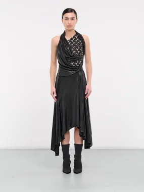 Regenerated Jersey Draped Dress (WDR243-RJER0015-BLACK)