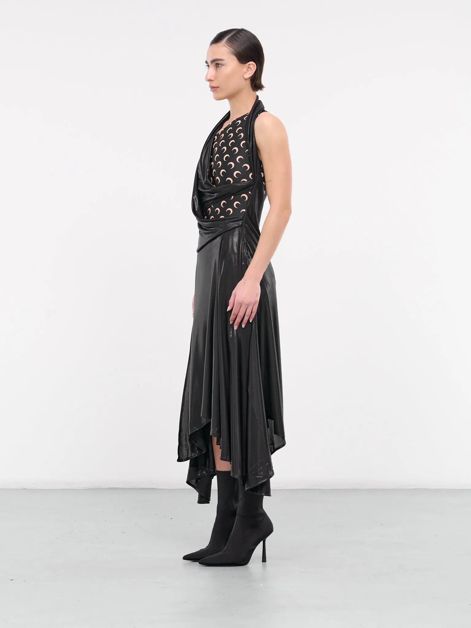 Regenerated Jersey Draped Dress (WDR243-RJER0015-BLACK)