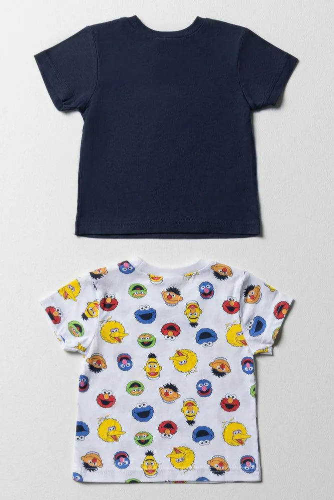 Sesame Street 2 Pack Short Sleeve T-Shirts Navy & White