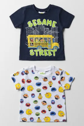 Sesame Street 2 Pack Short Sleeve T-Shirts Navy & White