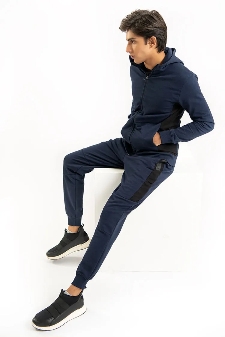 START - Navy Blue Trousers with Matt Zip