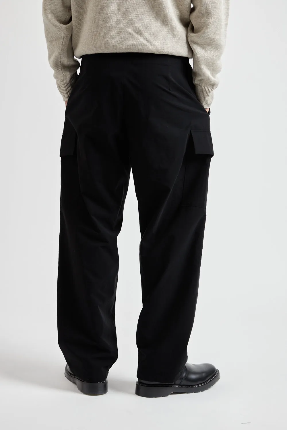 Strech Woolly Nylon Parachute Cargo Pants - Black