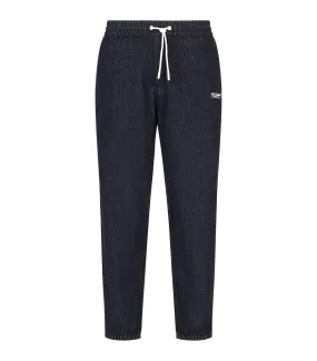 Stretch Cotton Twill Denim Joggers Indigo Denim Vanilla