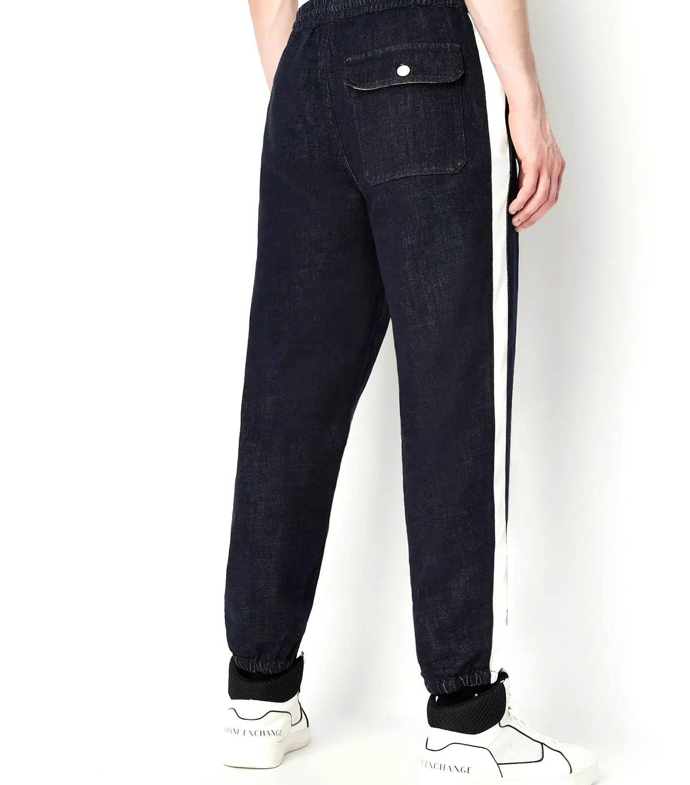 Stretch Cotton Twill Denim Joggers Indigo Denim Vanilla