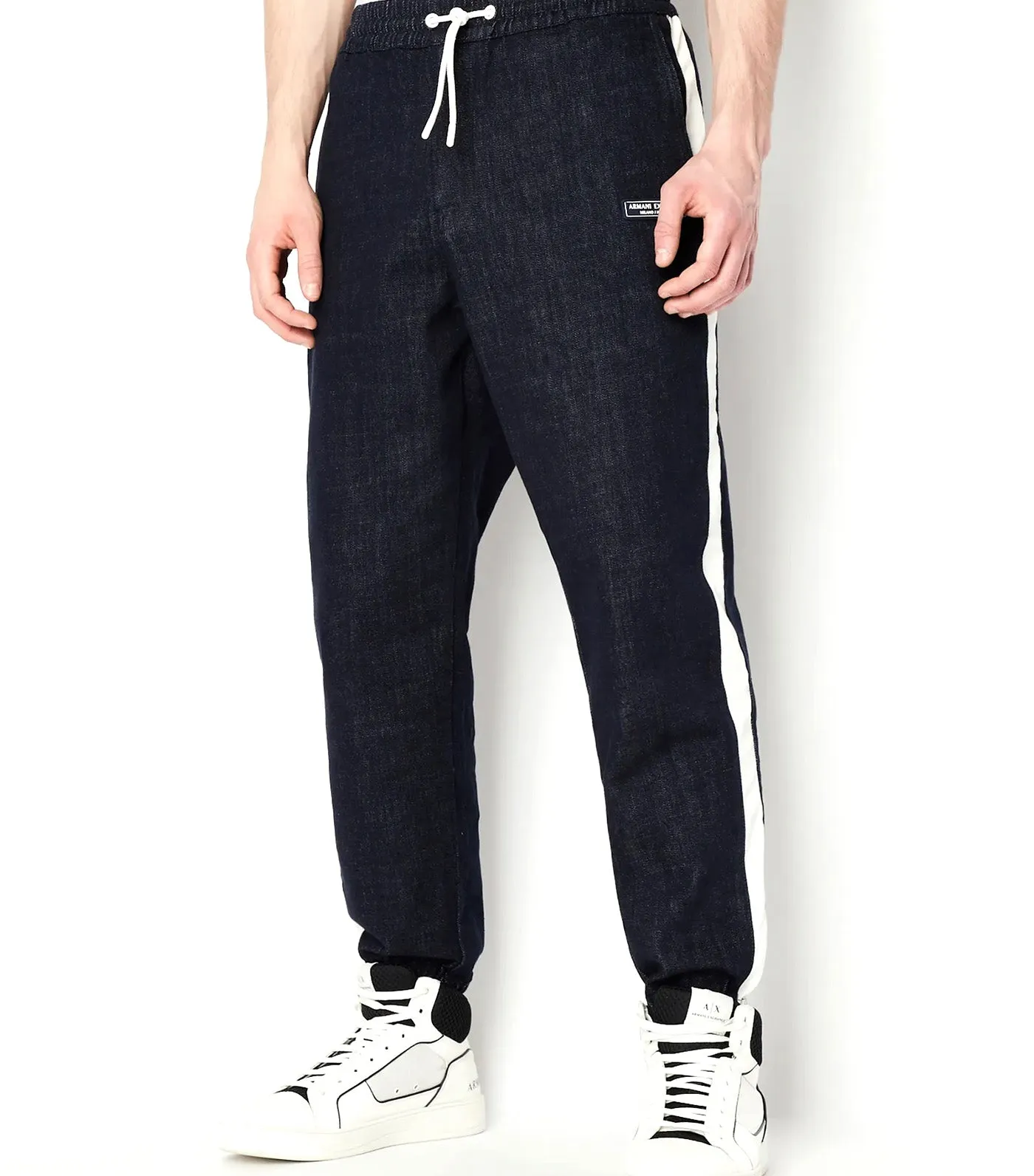 Stretch Cotton Twill Denim Joggers Indigo Denim Vanilla