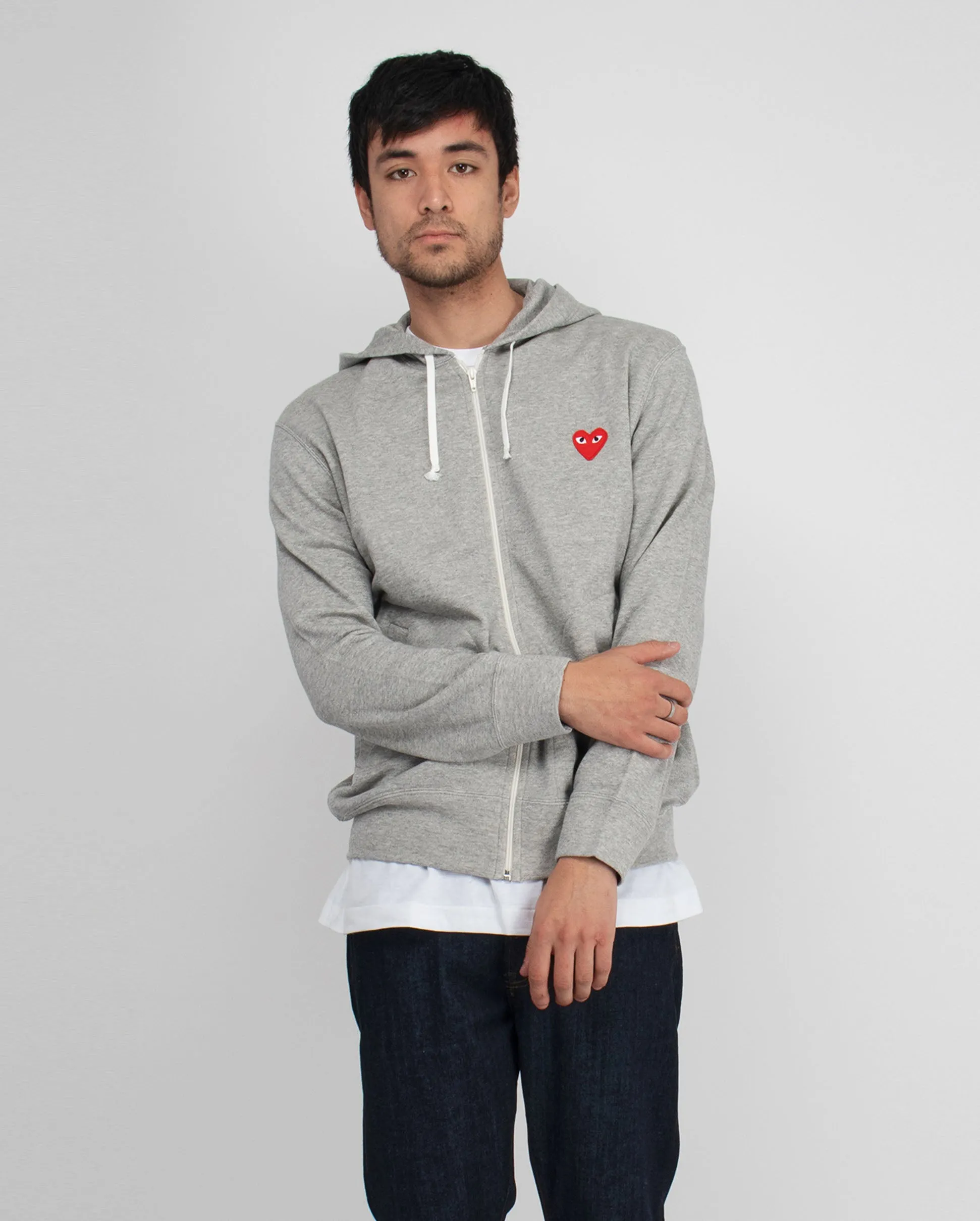 T250 RED HEARTS ON BACK HOODIE / GREY