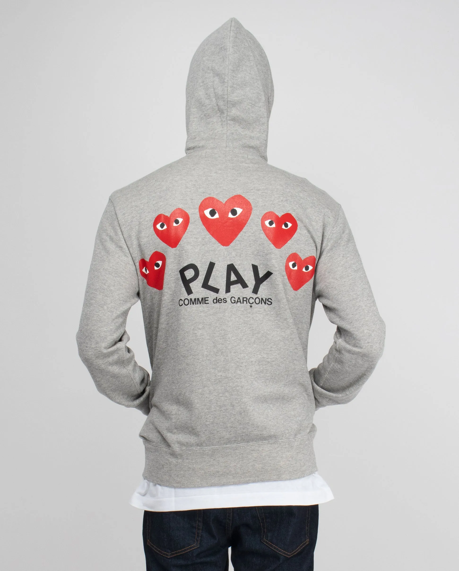 T250 RED HEARTS ON BACK HOODIE / GREY