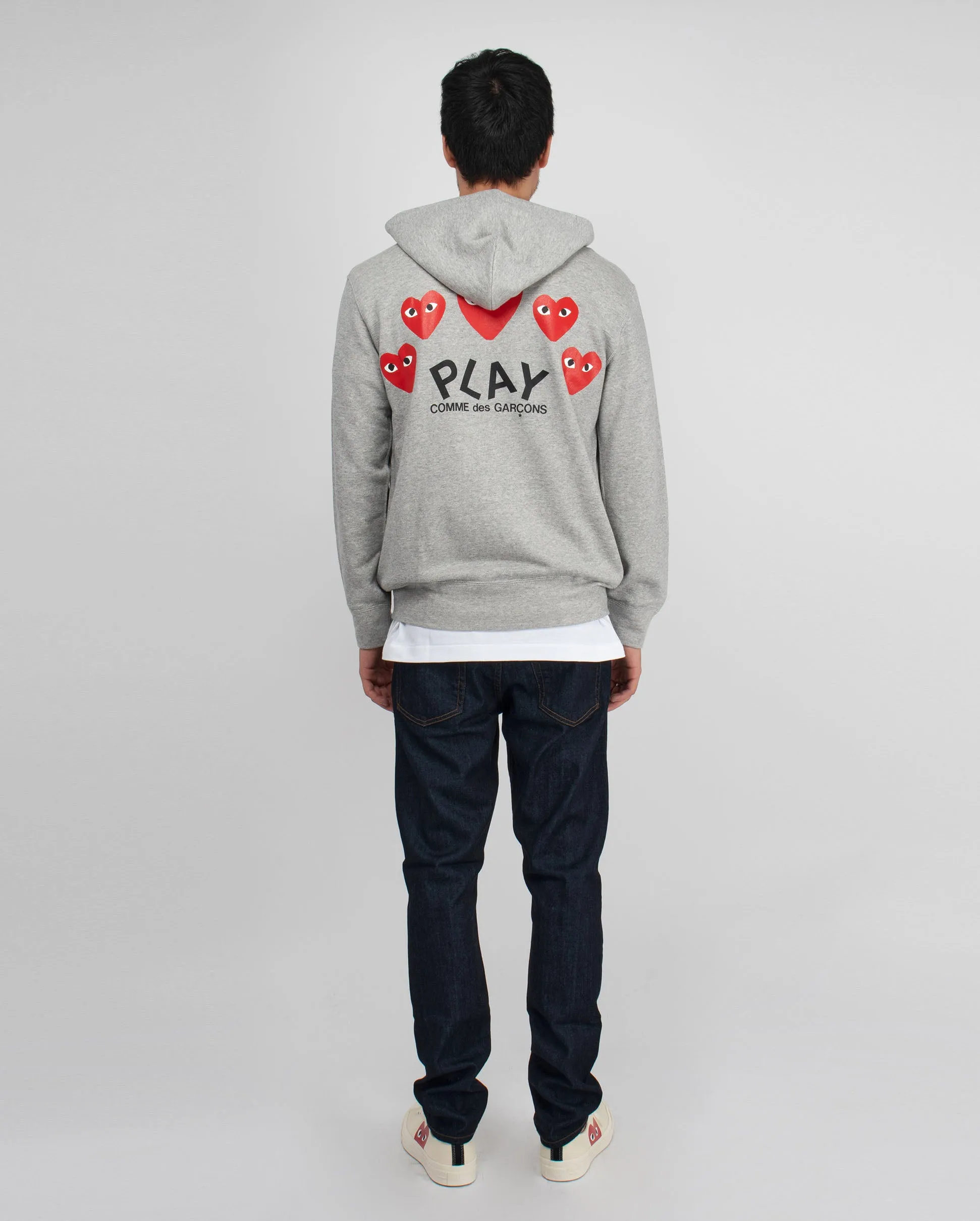 T250 RED HEARTS ON BACK HOODIE / GREY